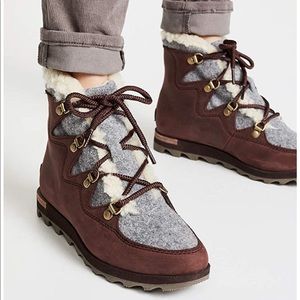 Sorel Sneakchic Alpine faux shearling-trimmed boot